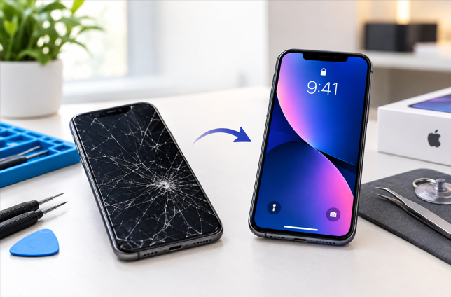 iPhone screen repair and replacement service in Al Barsha Dubai